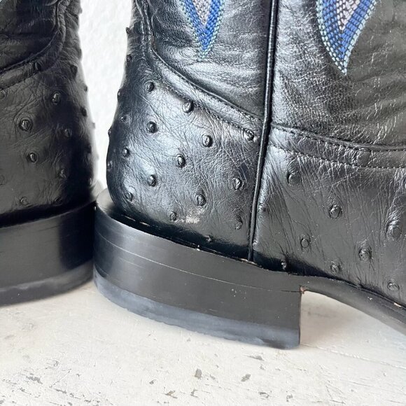 NEW Rod Patrick Mens Cowboy Boots 10 AAA Black Ostrich Leather Western Round Toe - Picture 8 of 13